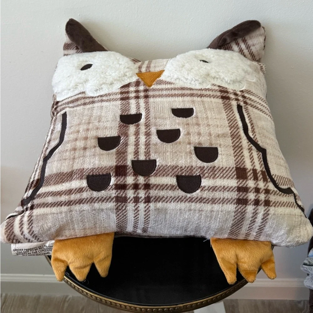 New Kohls Owl Decorative Square Throw Pillow 18x18” RN 73277